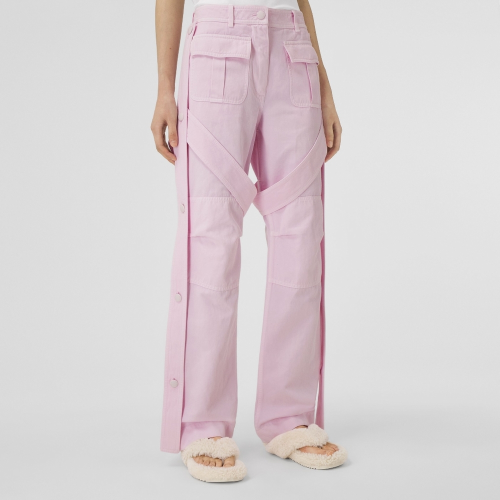 Burberry Detachable Strap Detail Cotton Linen Cargo Trousers
